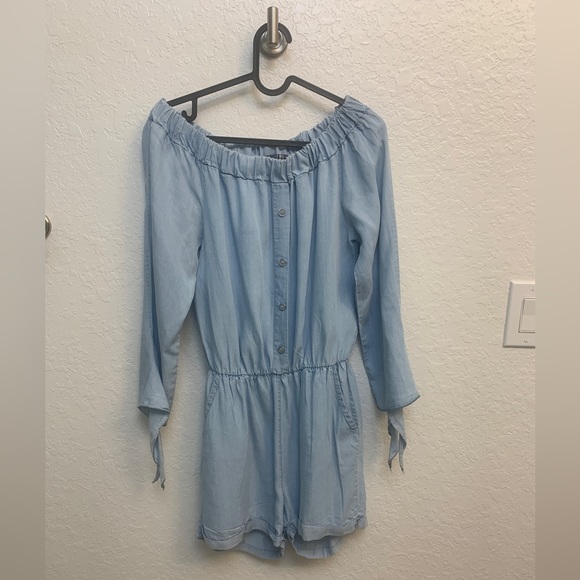 cameo rose Pants - Chambray light denim romper